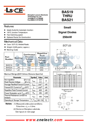 BAS20 datasheet - Small Signal Diodes 250mW