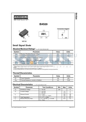BAS20 datasheet - Small Signal Diode
