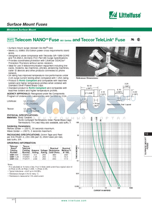 0461002.ERT datasheet - Telecom NANO2^Fuse 461 Series and Teccor TeleLink^ Fuse