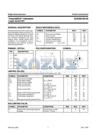 BUK98150-55 datasheet - TrenchMOS transistor Logic level FET