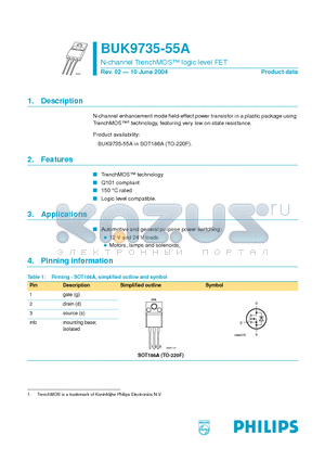 BUK9735-55A datasheet - N-channel TrenchMOS logic level FET