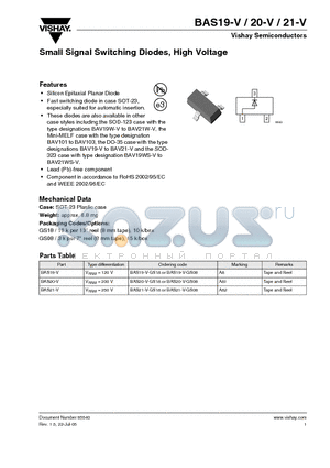 BAS20-V datasheet - Small Signal Switching Diodes, High Voltage