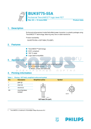 BUK9775-55A datasheet - N-channel TrenchMOS logic level FET