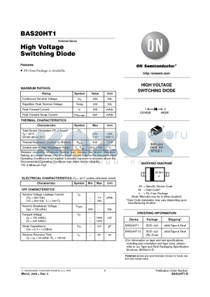 BAS20HT1 datasheet - High Voltage Switching Diode