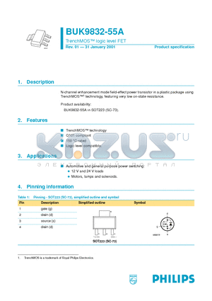 BUK9832-55A datasheet - TrenchMOS logic level FET