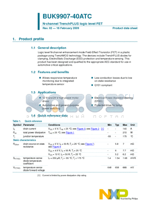 BUK9907-40ATC datasheet - N-channel TrenchPLUS logic level FET