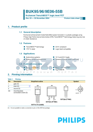 BUK9E06-55B datasheet - N-channel TrenchMOSTM logic level FET