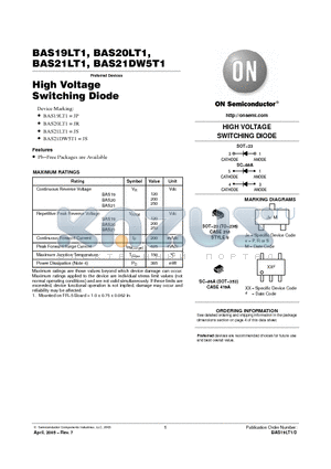 BAS20LT1G datasheet - High Voltage Switching Diode