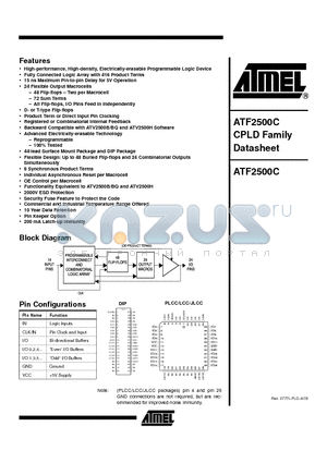 ATF2500C datasheet - ATF2500C CPLD Family Datasheet