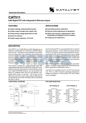 CAT511JITE13 datasheet - 8-Bit Digital POT with Independent Reference Inputs