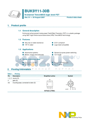 BUK9Y11-30B datasheet - N-channel TrenchMOS logic level FET