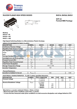 BAS21 datasheet - SILICON PLANAR HIGH SPEED DIODES