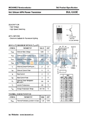 BUL1203E datasheet - isc Silicon NPN Power Transistor