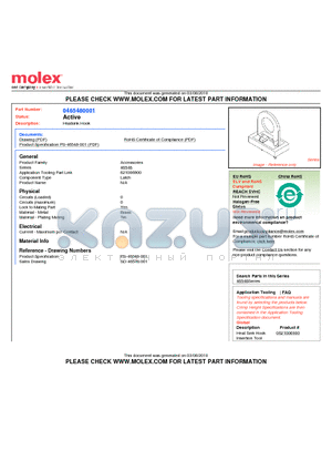 0465480001 datasheet - Heatsink Hook