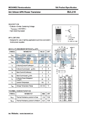 BUL216 datasheet - isc Silicon NPN Power Transistor
