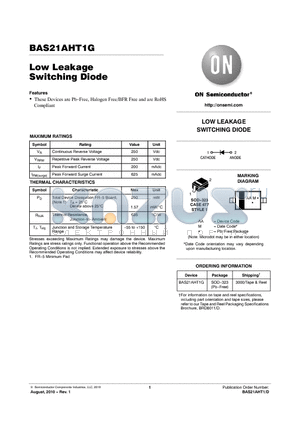 BAS21AHT1G datasheet - Low Leakage Switching Diode