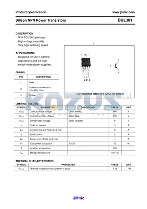 BUL381 datasheet - Silicon NPN Power Transistors