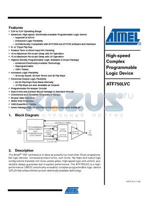 ATF750LVC-15SU datasheet - High-speed Complex Programmable Logic Device