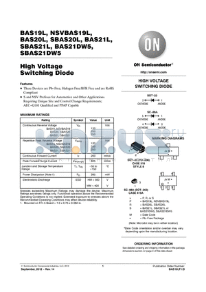 BAS21L datasheet - High Voltage Switching Diode