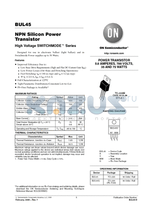 BUL45_06 datasheet - NPN Silicon Power Transistor