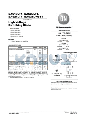 BAS21LT3G datasheet - High Voltage Switching Diode
