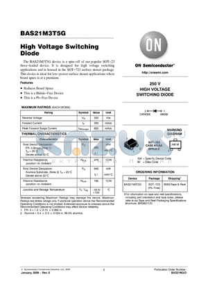BAS21M3T5G datasheet - High Voltage Switching Diode