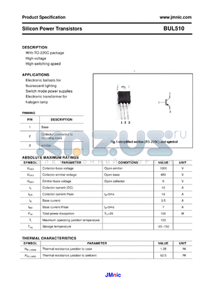 BUL510 datasheet - Silicon Power Transistors