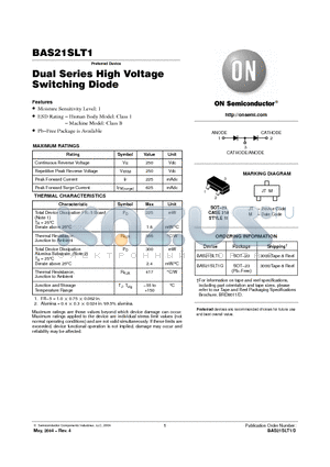 BAS21SLT1 datasheet - Dual Series High Voltage Switching Diode