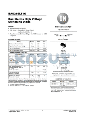 BAS21SLT1 datasheet - Dual Series High Voltage Switching Diode