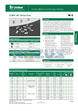 0467002.NRHF datasheet - Surface Mount Fuses Thin Film > 0603 Size > Very Fast-Acting > 467 Series