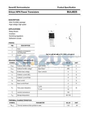 BUL6825 datasheet - Silicon NPN Power Transistors