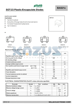 BAS21X datasheet - SOT-23 Plastic-Encapsulate Diodes