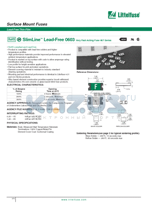 04671.75 datasheet - SlimLine Lead-Free 0603 Very Fast-Acting Fuse 467 Series