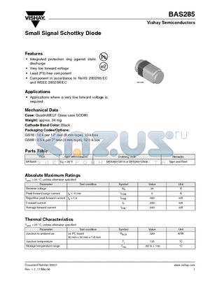 BAS285_06 datasheet - Small Signal Schottky Diode