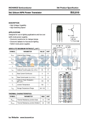 BUL810 datasheet - isc Silicon NPN Power Transistor