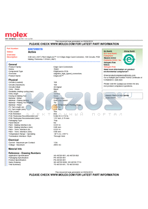 0467200016 datasheet - 0.80 mm (.031