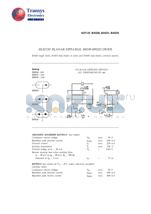 BAS29 datasheet - SILICON PLANAR EPITAXIAL HIGH-SPEED DIODE