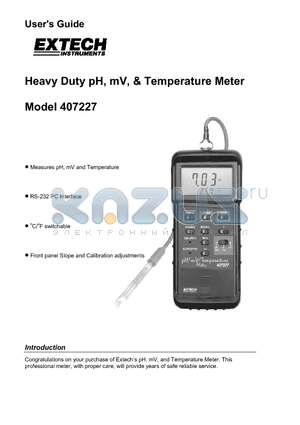 407227 datasheet - Heavy Duty pH, mV, & Temperature Meter