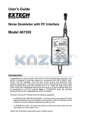 407355 datasheet - Noise Dosimeter with PC Interface