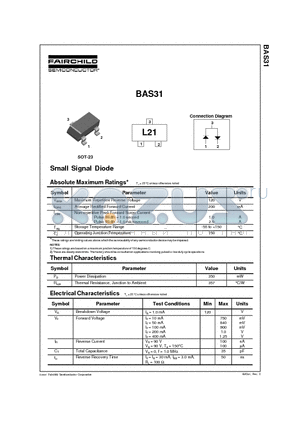 BAS31 datasheet - Small Signal Diode