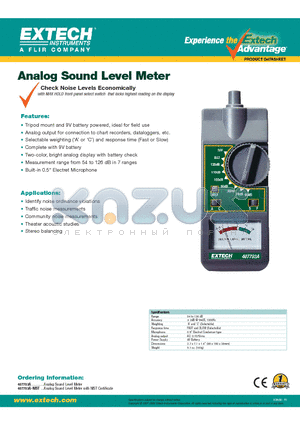 407703A datasheet - Analog Sound Level Meter