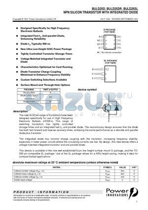 BULD25DR datasheet - NPN SILICON TRANSISTOR WITH INTEGRATED DIODE