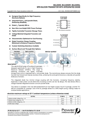 BULD25SL datasheet - NPN SILICON TRANSISTOR WITH INTEGRATED DIODE