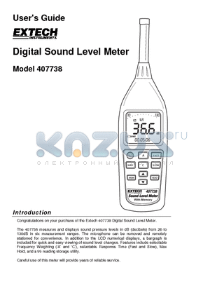 407738 datasheet - Digital Sound Level Meter