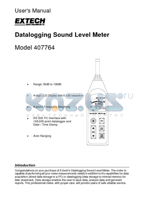 407764 datasheet - Datalogging Sound Level Meter