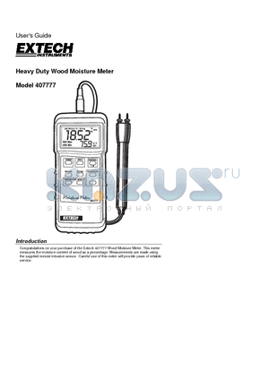 407777 datasheet - Heavy Duty Wood Moisture Meter