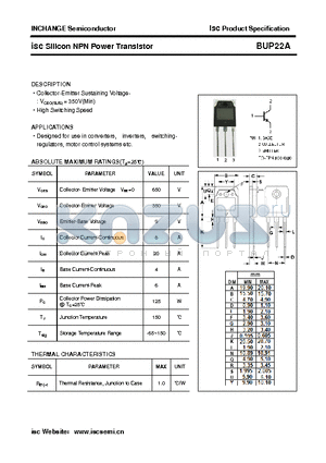 BUP22A datasheet - isc Silicon NPN Power Transistor