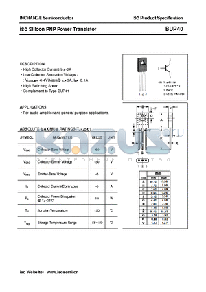 BUP40 datasheet - isc Silicon PNP Power Transistor