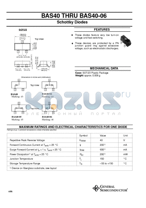 BAS4 datasheet - Schottky Diodes