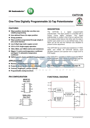 CAT5126VP2I-10-GT3 datasheet - One-Time Digitally Programmable 32-Tap Potentiometer